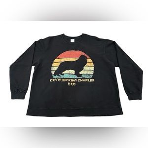 Cavalier King Charles Dad Crewneck Sweatshirt Black XXL Spaniel Port and Company